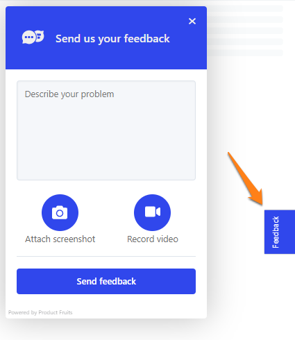 An example of a feedback widget highlighting the launcher button text