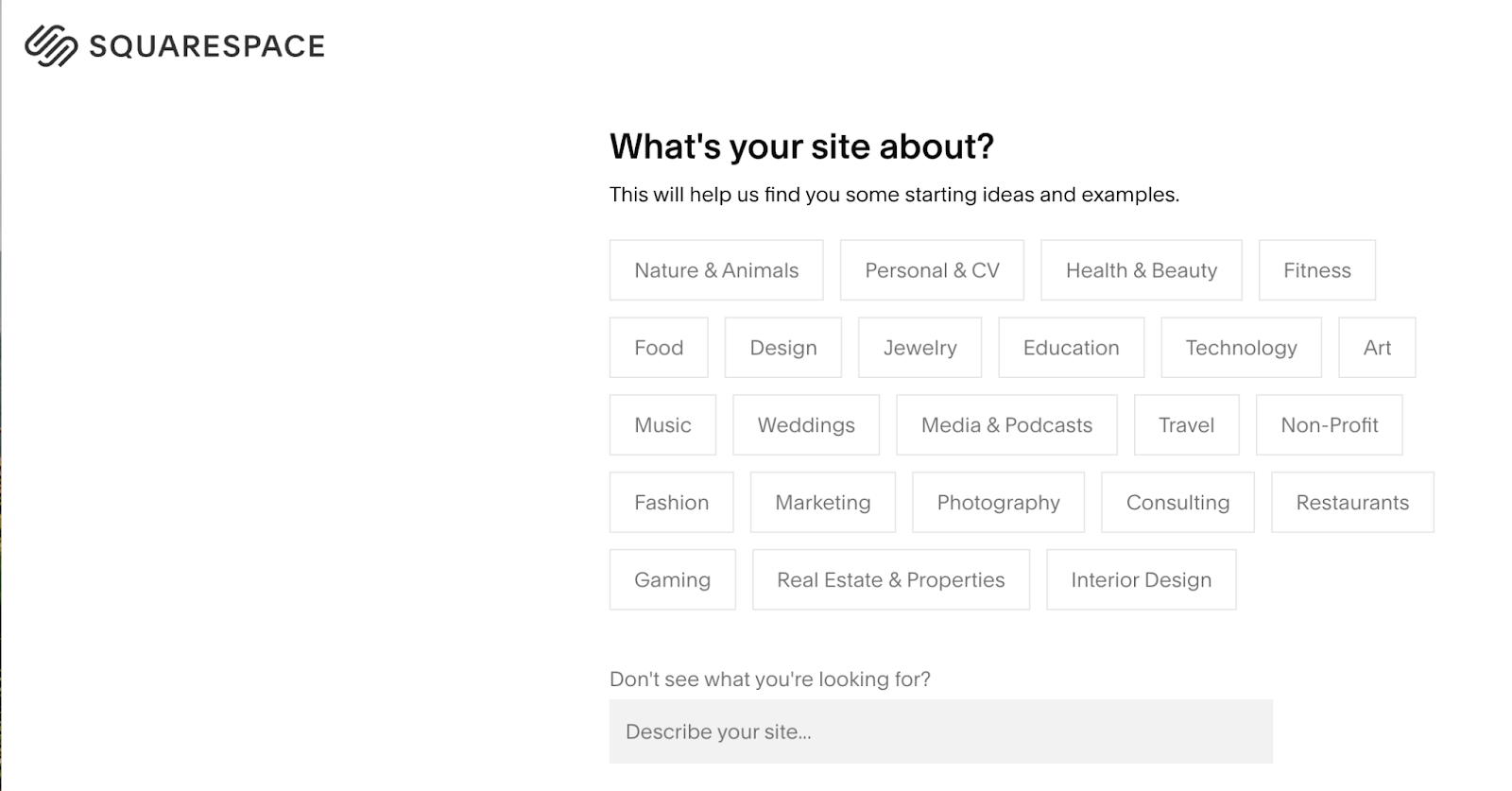 Screenshot of squarespace personlized survey 