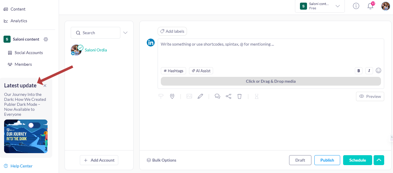 Screenshot of Publer tool interface