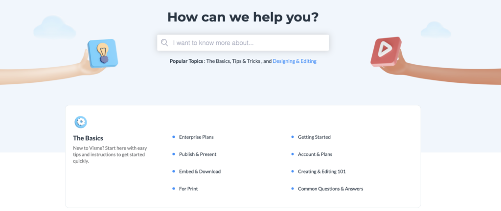 VIsme help center page