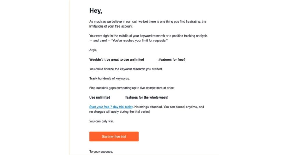 Semrush promotional email