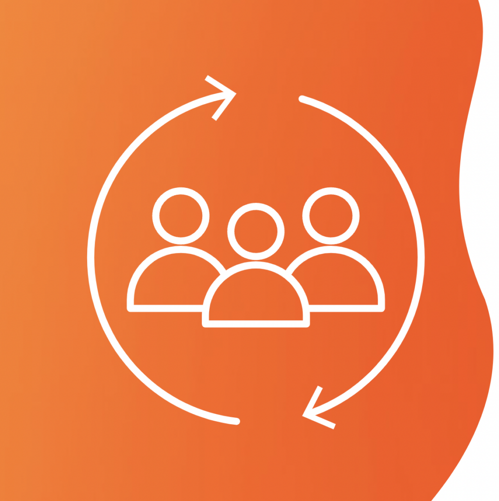 orange background, and cartoon with circle around