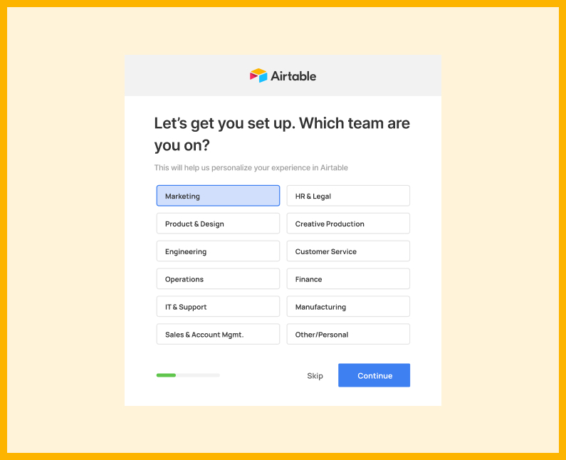 Screenshot or user onboarding on air bnb