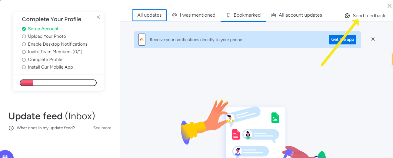 screenshot of where to find feedback