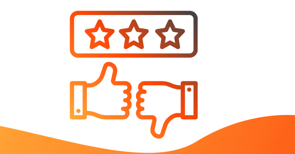thumbs up and down and stars for feedback with orange background