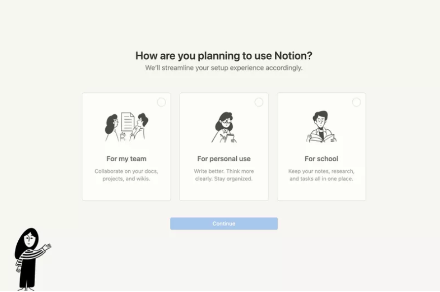 Screenshot of Notion sign-up process