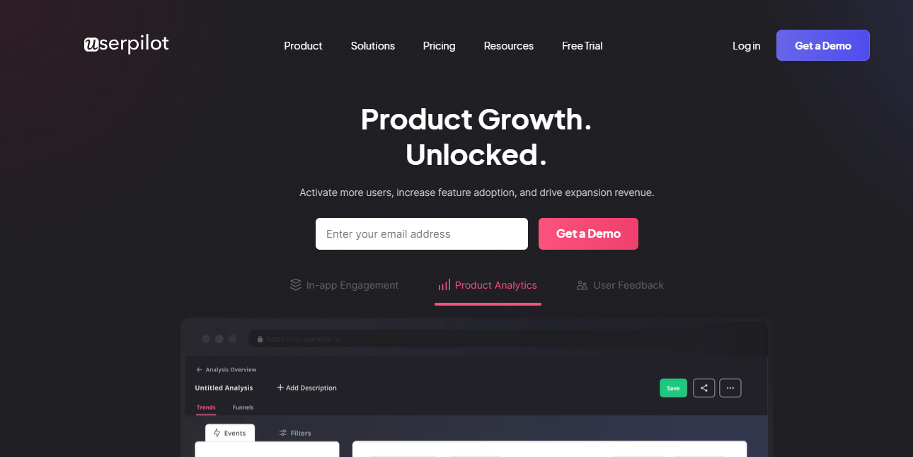 Screenshot of interface of Userpilot 